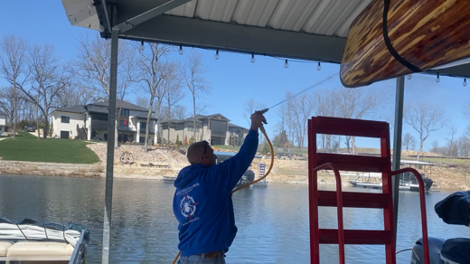 Spraying the dock